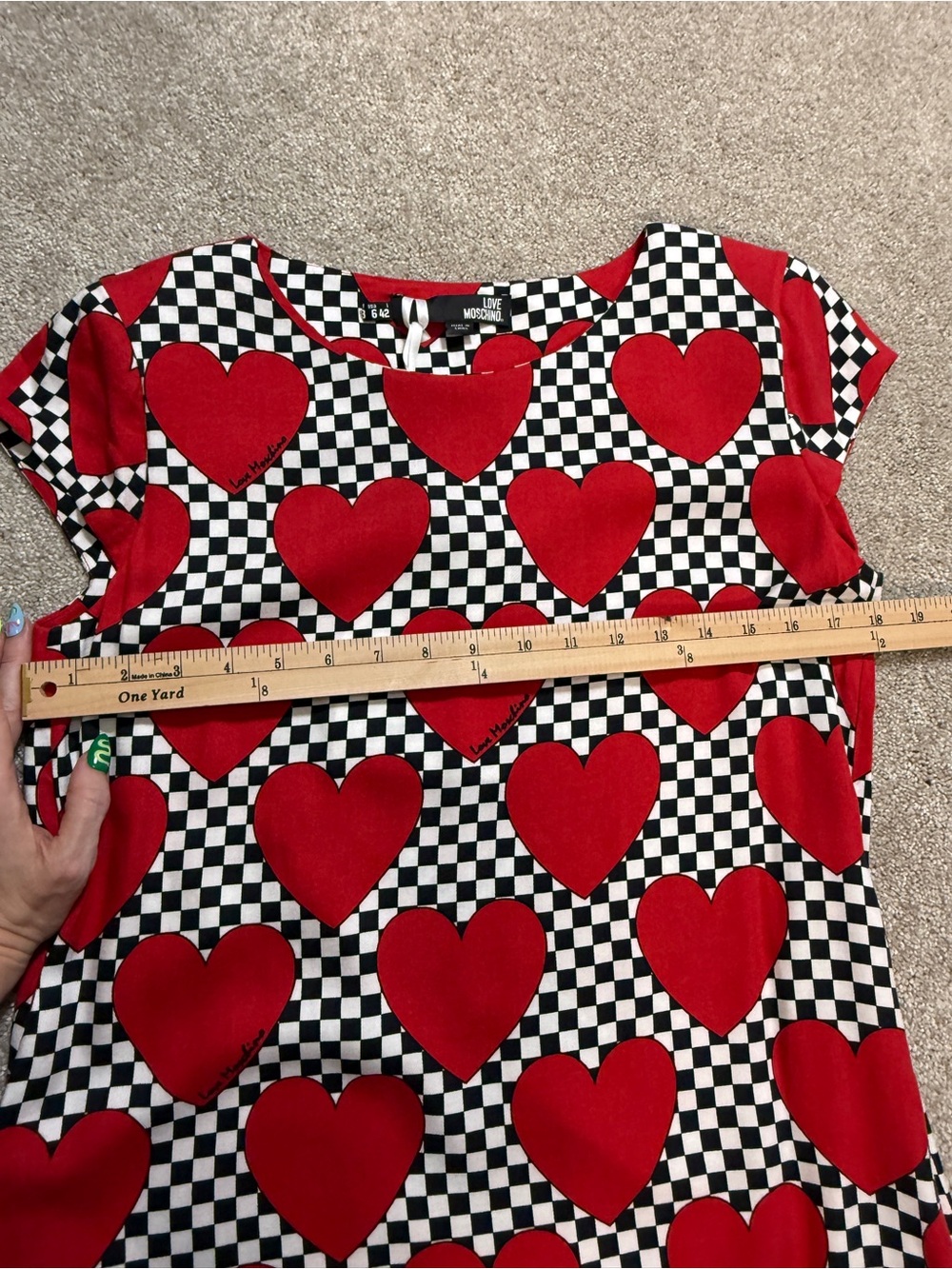 Love Moschino Heart Checkerboard Shift Dress | NWT | Pop Art Graphic | Size 6 - Picture 11 of 16